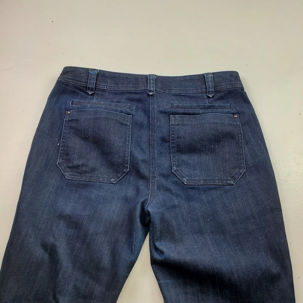 Anthropologie Leifsdottir Women Dark Denim Cropped Lace‎ Up Fray Riding Jeans 28
